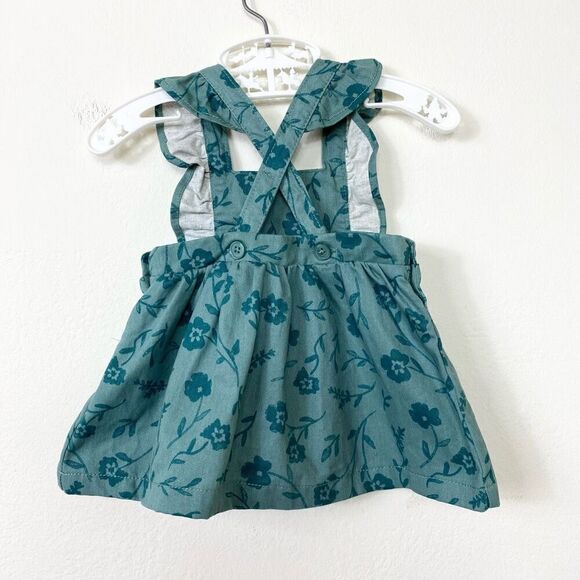 Baby Girl Carter’s Just One You Green Floral Pinafore Overall Dress Size 3M - Picture 2 of 4